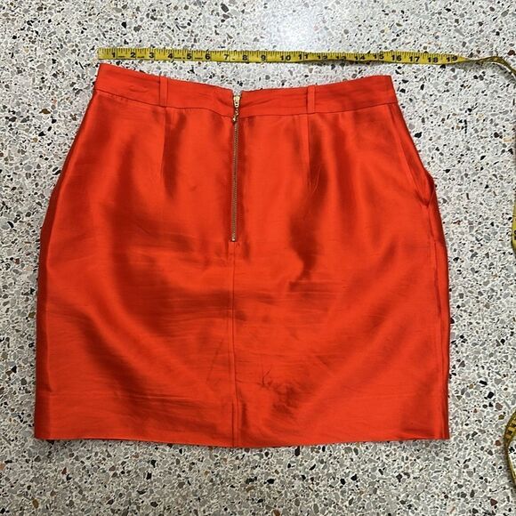 Kate Spade Orange coral silk mini skirt the rules lined 8 pockets back zip - Picture 7 of 9